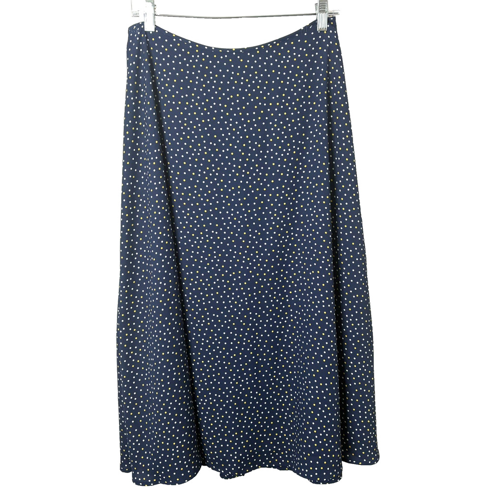 Talbots NWT Women's Navy Blue Polka Dot Midi Skirt Back Zip Size 8